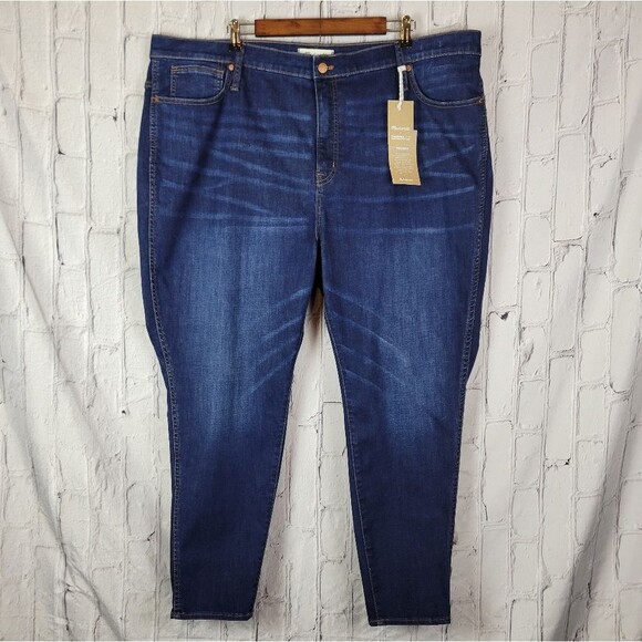 Madewell dark wash curvy 10" high rise tarren thermolite edition skinny jeans - Picture 2 of 12